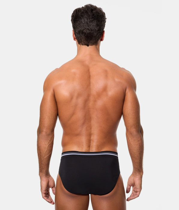 Abanderado Slip Cerrado Cintura Extra Suave Algodón Elástico negro hombre