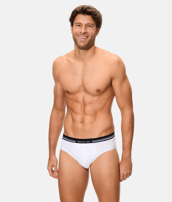 Abanderado Slip Cerrado Cintura Extra Suave Algodón Elástico blanco hombre