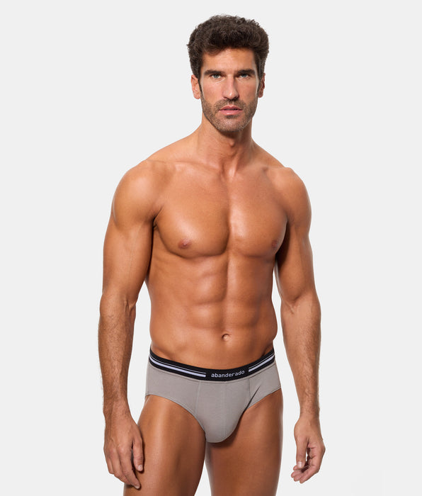 Abanderado Slip Cerrado Cintura Extra Suave Algodón Elástico gris oscuro hombre