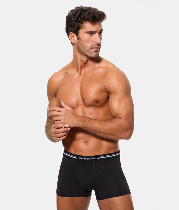 Abanderado Bóxer Cerrado Cintura Extra Suave Algodón Elástico negro hombre