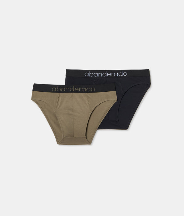 Abanderado Pack 2 Slips Cerrados Natural Comfort negro y kaki hombre