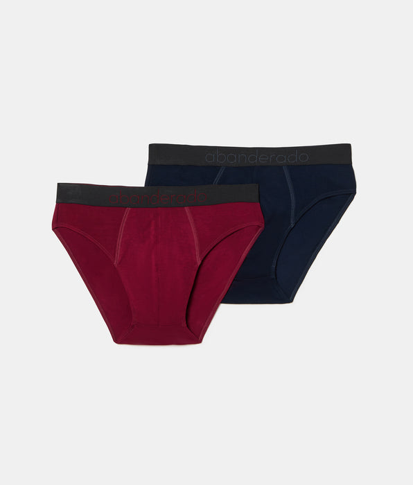 Abanderado Pack de 2 Cuecas Fechadas Premium Sensitive Line azul escuro e castanho para homem