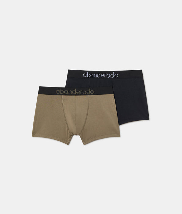 Abanderado Pack 2 Bóxer Cerrados Natural Comfort negro y kaki hombre