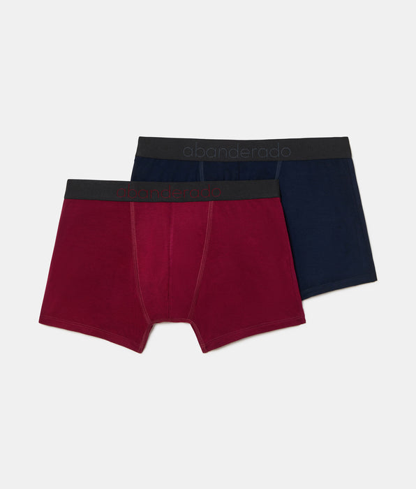 Abanderado Pack of 2 Closed Boxers Premium Sensitive Line dark blue and maroon for men