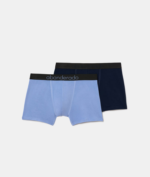 Abanderado Pack of 2 Closed Boxers Premium Sensitive Line dark blue and lavender for men
