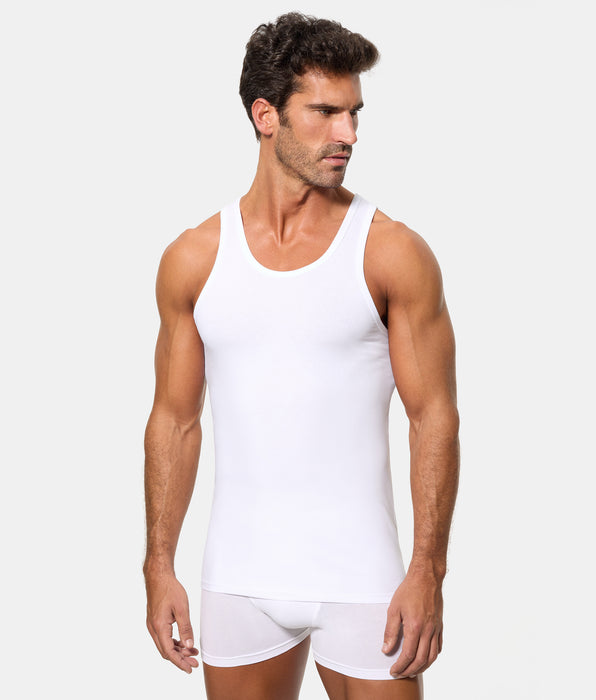 Abanderado Camiseta de Tirantes Tecnología Termorreguladora Regul'activ Algodón Elástico blanca hombre