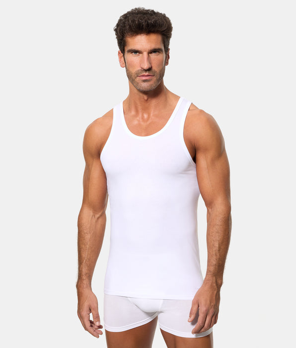 Abanderado Camiseta de Tirantes Tecnología Termorreguladora Regul'activ Algodón Elástico blanca hombre