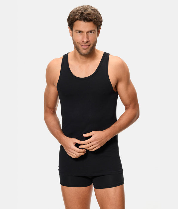 Abanderado T-shirt de alças para homem em algodão elástico com tecnologia termorreguladora Regul'activ na cor preta