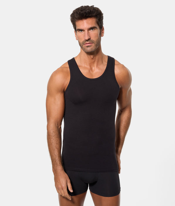 Abanderado Camiseta de Tirantes Tecnología Termorreguladora Regul'activ Algodón Elástico negra hombre