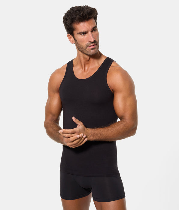 Abanderado Camiseta de Tirantes Tecnología Termorreguladora Regul'activ Algodón Elástico negra hombre