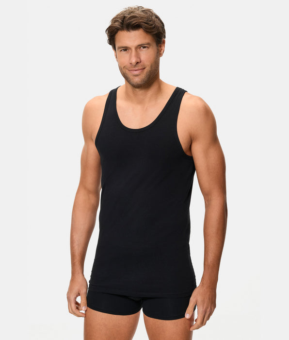 Abanderado T-shirt de alças para homem em algodão elástico com tecnologia termorreguladora Regul'activ na cor preta