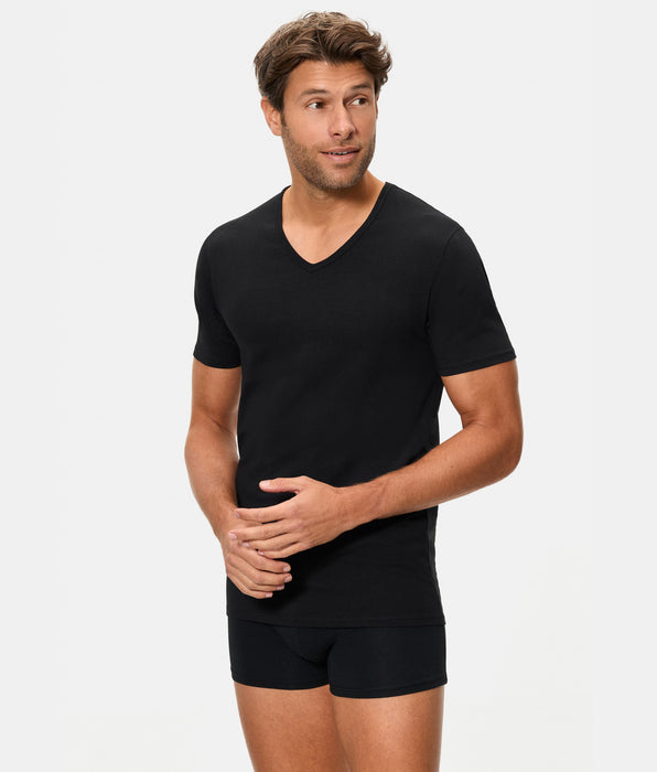 Abanderado T-shirt preta de manga curta para homem com decote em V e tecnologia termorreguladora Regul'activ