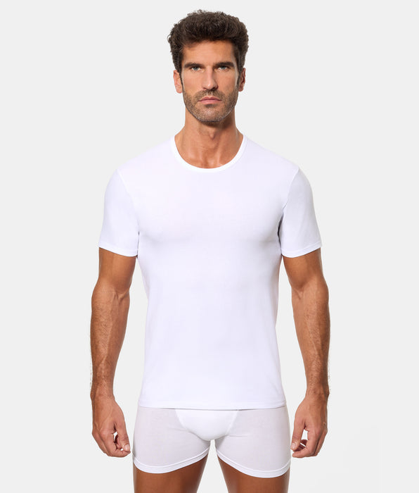 Abanderado Camiseta de Manga Corta Cuello Redondo Tecnología Termorreguladora Regul'activ Algodón Elástico blanca hombre