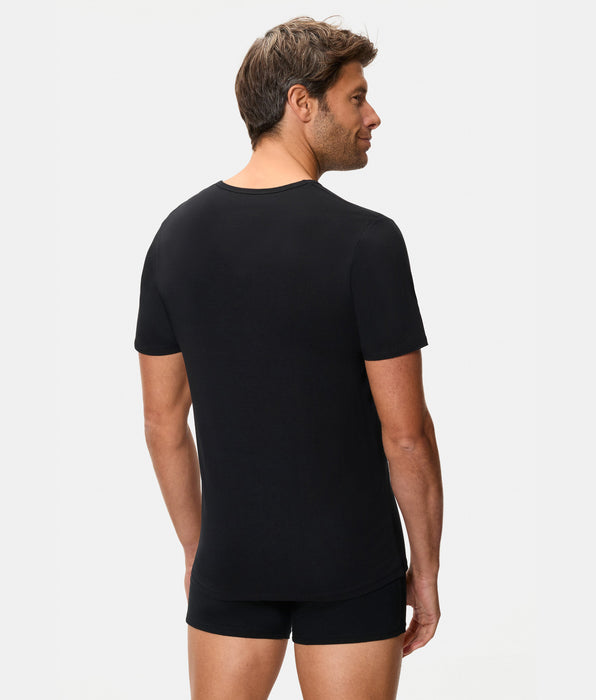 Abanderado Camiseta de Manga Corta Cuello Redondo Tecnología Termorreguladora Regul'activ Algodón Elástico negra hombre