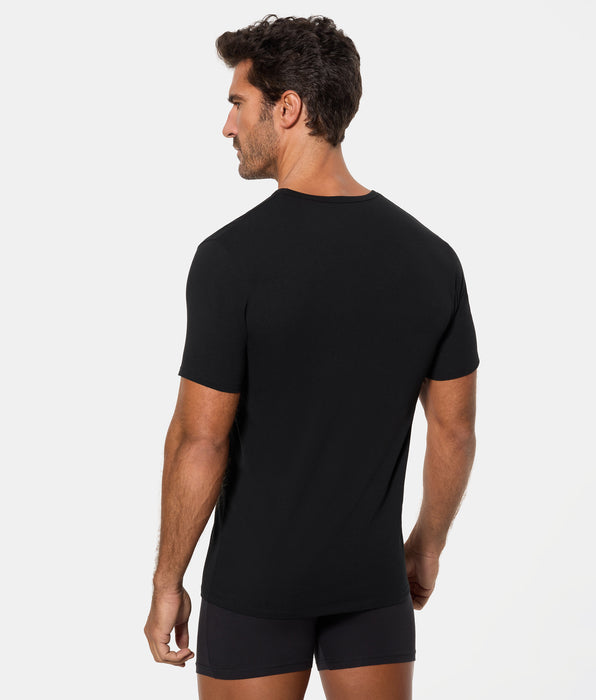 Abanderado Camiseta de Manga Corta Cuello Redondo Tecnología Termorreguladora Regul'activ Algodón Elástico negra hombre