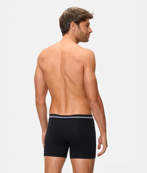 Abanderado Bóxer de hombre largo con cintura extrasuave compresión inteligente negro