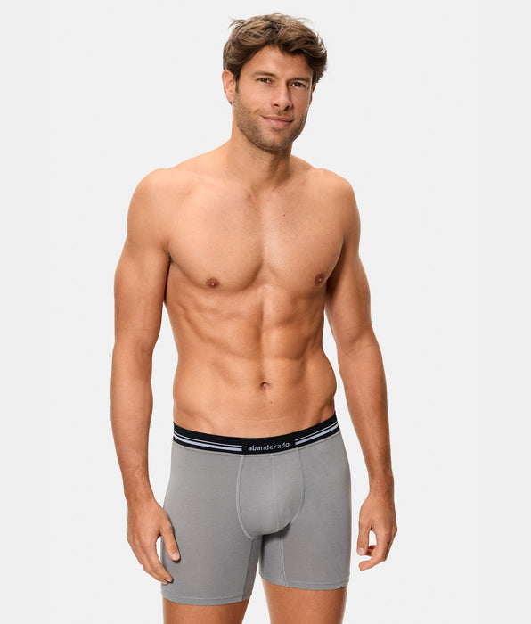 Abanderado Bóxer de hombre largo con cintura extrasuave compresión inteligente gris