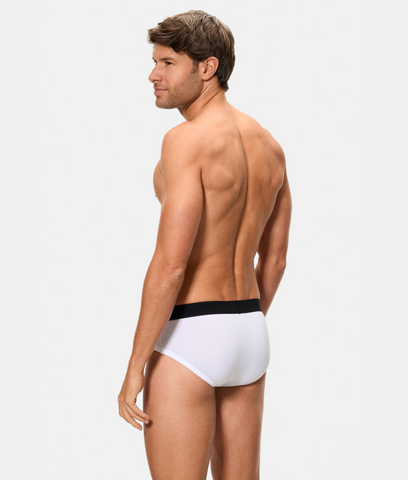 Abanderado Slip de hombre cerrado algodón Supima alta calidad blanco
