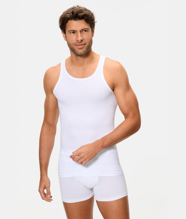 Abanderado Camiseta de Tirantes Algodón 100% Tejido Canalé blanca hombre