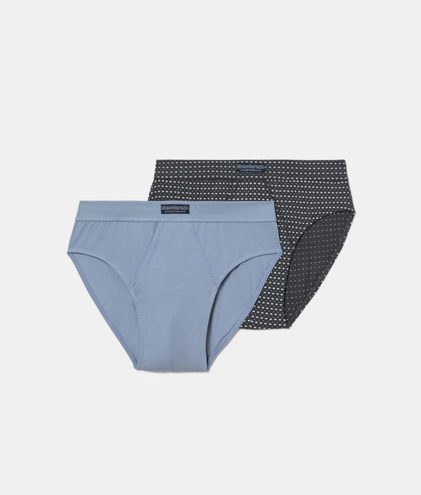 Abanderado Pack of 2 Open Briefs 100% Cotton Multipack Blue Style and Men's Tie Print