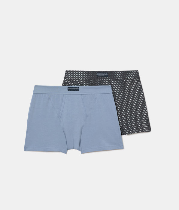 Abanderado Pack of 2 Open Boxers 100% Cotton Multipack Style Blue Print Tie Men