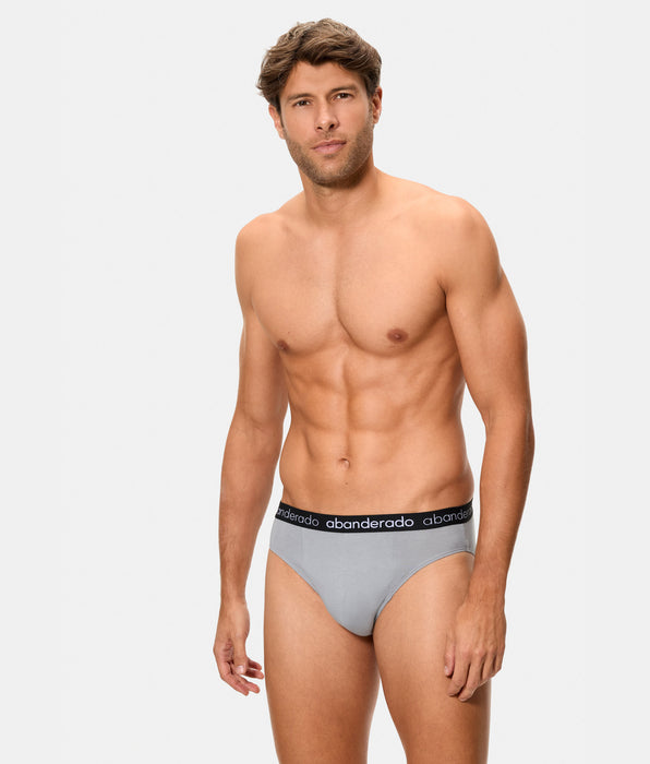 Abanderado Pack de 2 cuecas elásticas de algodão com cós de borracha, azul, cinzento e preto para homem