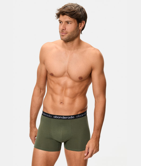 Abanderado Pack of 2 elastic cotton boxers with a khaki and black elastic waistband for men