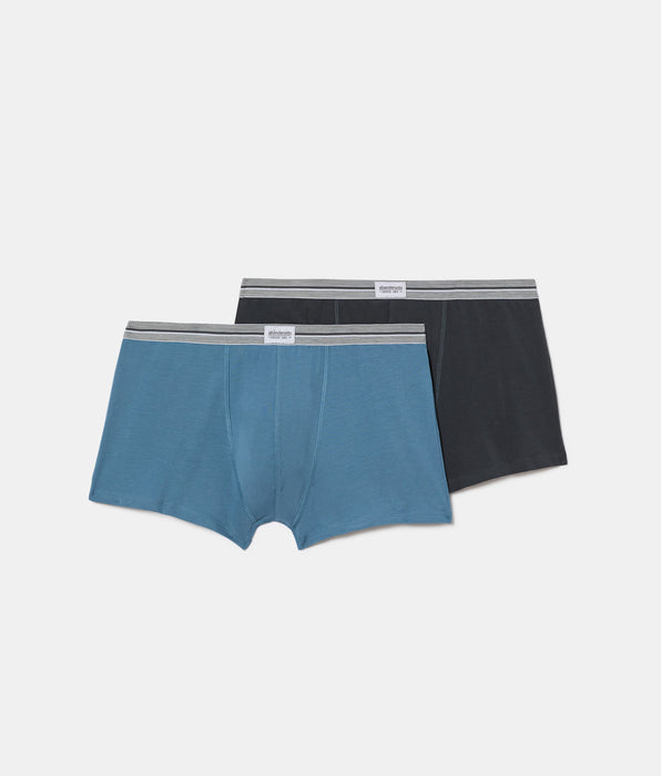 Abanderado Pack of 2 Ultra Resist Closed Boxers in Grey and Blue Cotton for Men