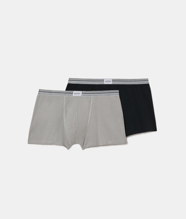 Abanderado Pack of 2 Ultra Resist Closed Boxers in Grey and Black Cotton for Men