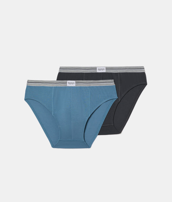 Abanderado Pack of 2 Ultra Resist Closed Cotton Briefs in Grey and Blue for Men