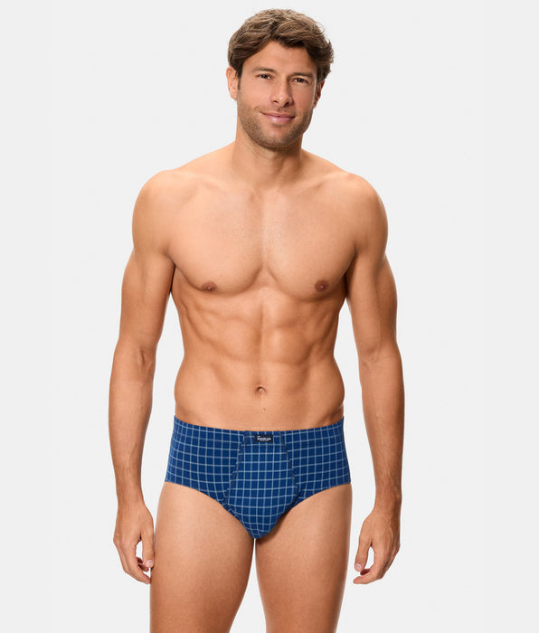 Abanderado Pack de tres slips abiertos de hombre con estampados geométrico azul