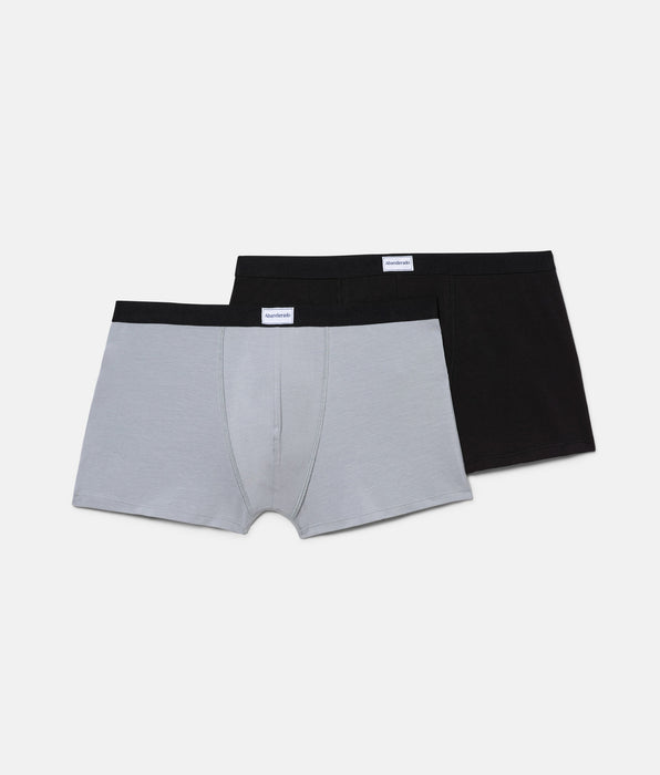 Abanderado Pack de 2 bóxers cerrados de hombre de algodón elástico ultra resistente negro y gris