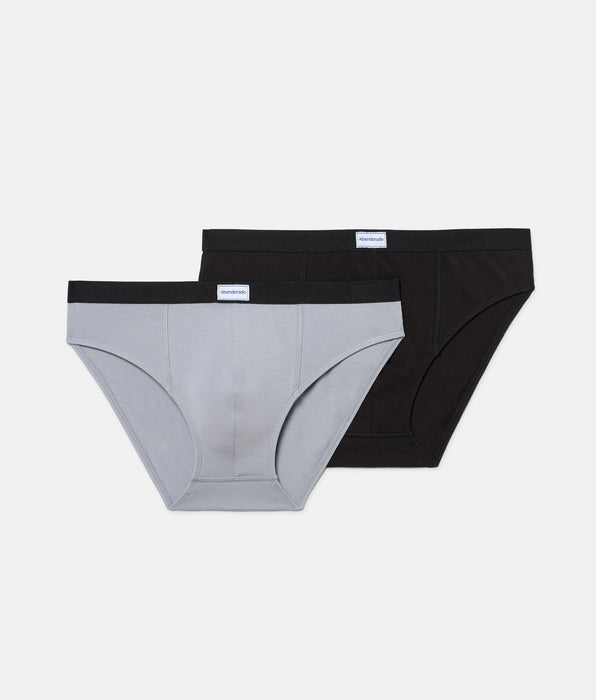 Abanderado Pack de 2 slips cerrados de hombre de algodón elástico ultra resistente negro y gris